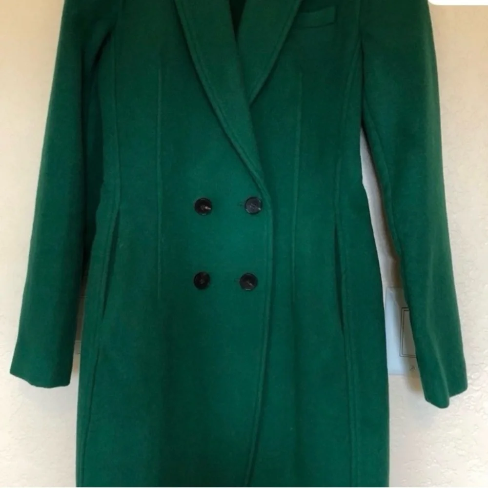 Like New! JBNY Handmade Wool Coat -Elegant Green Double-Breasted Women's Coat - Picture 8 of 8
